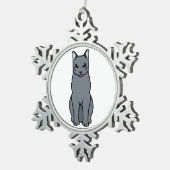 Cartoon van de Russische blauwe kat Tin Sneeuwvlok Ornament (Rechts)