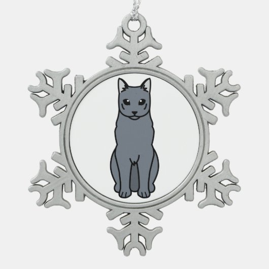 Cartoon van de Russische blauwe kat Tin Sneeuwvlok Ornament (Voorkant)