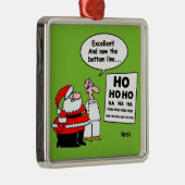 Cartoon van de Santa and Optometrist Eye Chart Metalen Ornament (Rechts)