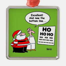 Cartoon van de Santa and Optometrist Eye Chart Metalen Ornament