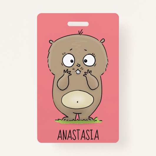 Cartoon van de schattige kruiphamster van de verge badge (Voorkant)