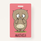 Cartoon van de schattige kruiphamster van de verge badge (Achterkant)