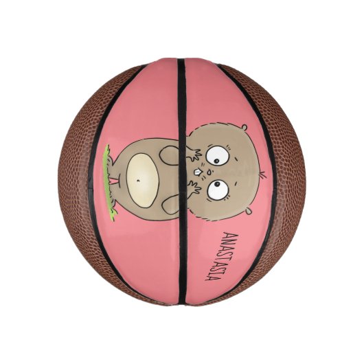 Cartoon van de schattige kruiphamster van de verge basketbal (Verticaal)