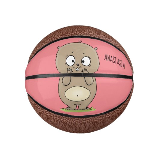 Cartoon van de schattige kruiphamster van de verge basketbal (Voorkant)