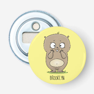 Cartoon van de schattige kruiphamster van de verge button flesopener