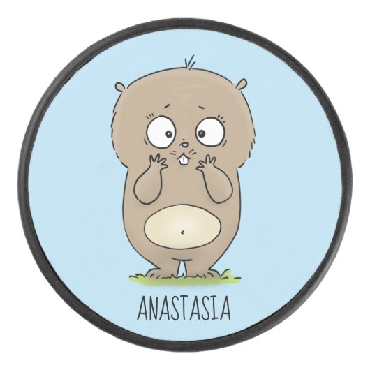 Cartoon van de schattige kruiphamster van de verge hockey puck (Voorkant)
