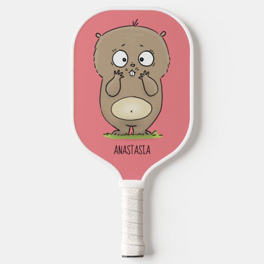 Cartoon van de schattige kruiphamster van de verge pickleball paddle (Voorkant)