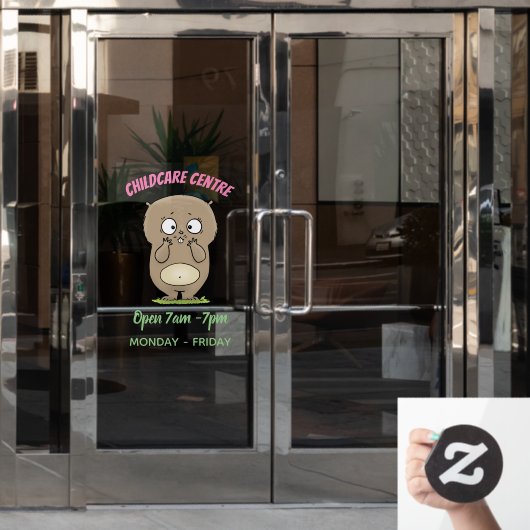 Cartoon van de schattige kruiphamster van de verge raamsticker (Kantoordeur)