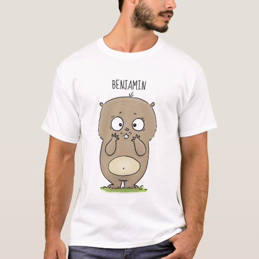 Cartoon van de schattige kruiphamster van de verge t-shirt (Voorkant)