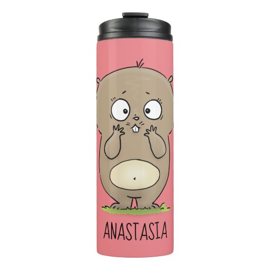 Cartoon van de schattige kruiphamster van de verge thermosbeker (Voorkant)