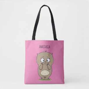 Cartoon van de schattige kruiphamster van de verge tote bag