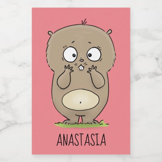 Cartoon van de schattige kruiphamster van de verge voedselcontainer etiket (Enkel label)