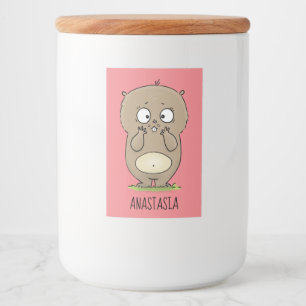 Cartoon van de schattige kruiphamster van de verge voedselcontainer etiket