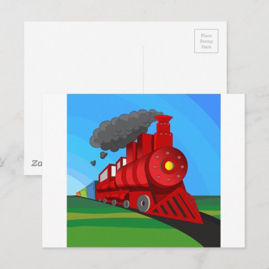 Cartoon van de stoomtrein briefkaart (Voorkant / Achterkant)