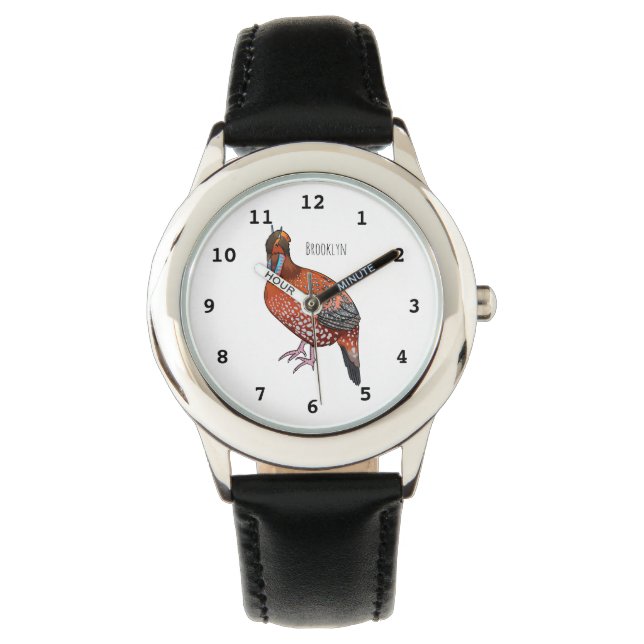 Cartoon van de tragopanvogel van Cabot Horloge (Voorkant)