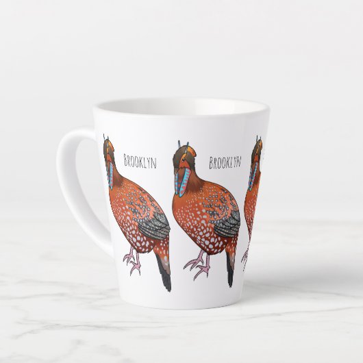 Cartoon van de tragopanvogel van Cabot Latte Mok (Linkerhoek)