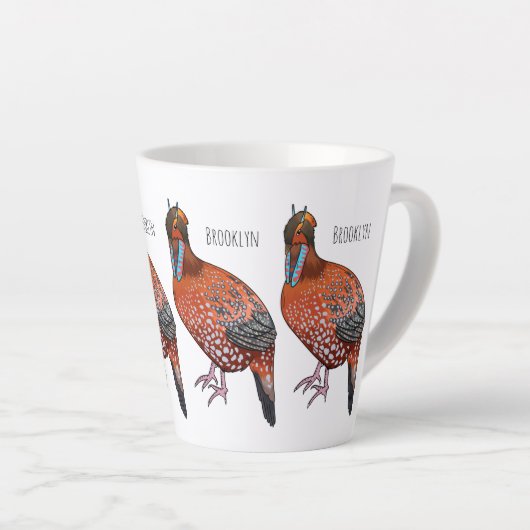 Cartoon van de tragopanvogel van Cabot Latte Mok (Rechterhoek)