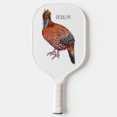 Cartoon van de tragopanvogel van Cabot Pickleball Paddle (Achterkant)