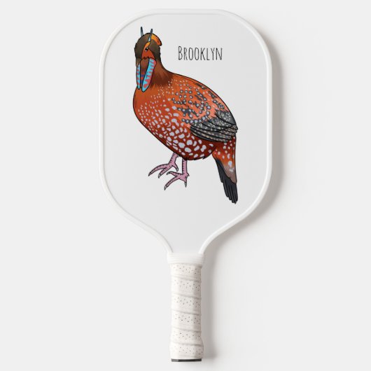 Cartoon van de tragopanvogel van Cabot Pickleball Paddle (Voorkant)