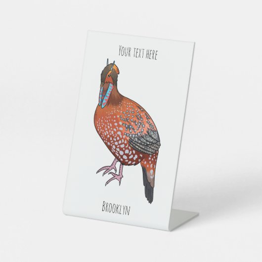 Cartoon van de tragopanvogel van Cabot Reclamebord Met Voetstuk (Voorkant)