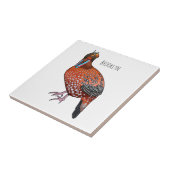 Cartoon van de tragopanvogel van Cabot Tegeltje (Zijkant)