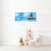 Cartoon van de vissersboot Cute Trawler Spandoek (Insitu)