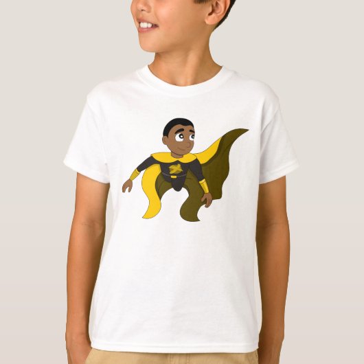 Cartoon van de vliegende superheld t-shirt (Voorkant)