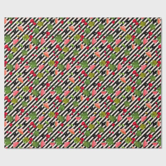 Cartoon van de Waterverf van naadloze verse vrucht Cadeaupapier (Vlak)