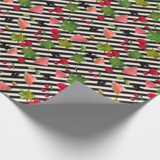 Cartoon van de Waterverf van naadloze verse vrucht Cadeaupapier (Hoek)