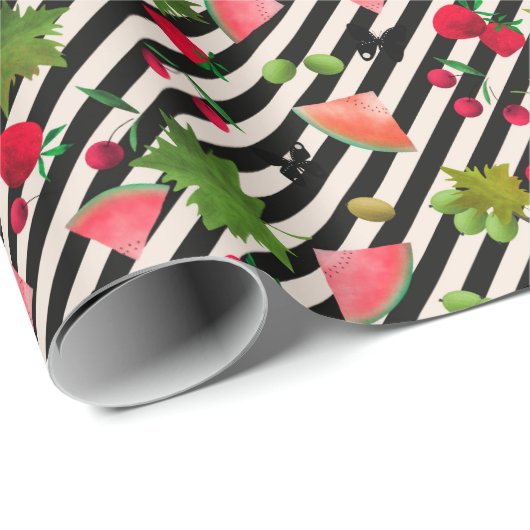 Cartoon van de Waterverf van naadloze verse vrucht Cadeaupapier (Rol Hoek)