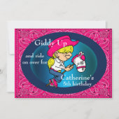 Cartoon van de westerne Partij Cowgirl op de stran Kaart (Voorkant)