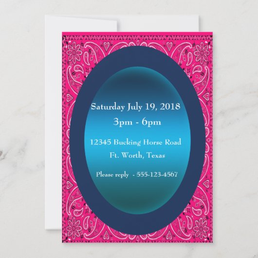 Cartoon van de westerne Partij Cowgirl op de stran Kaart (Achterkant)