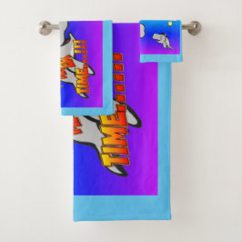 Cartoon van de zomertijd bad handdoek