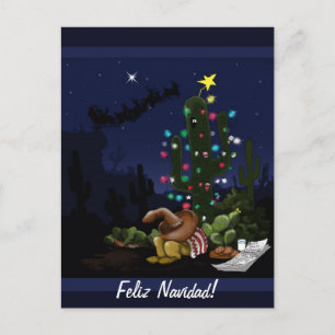 Cartoon van de Zuidwest-kerstcactus Feestdagenkaart