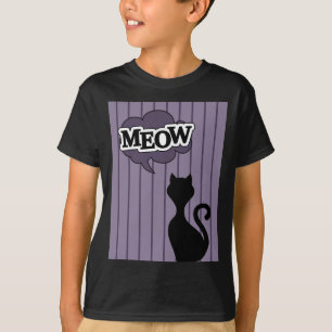 Cartoon van de zwarte kat zegt paarse maag t-shirt