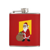 Cartoon van de zwarte kerstman heupfles (Voorkant)