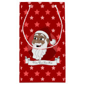 Cartoon van de zwarte kerstman klein cadeauzakje (Achterkant)