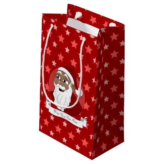 Cartoon van de zwarte kerstman klein cadeauzakje (Achterkant Gekanteld)