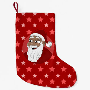 Cartoon van de zwarte kerstman kleine kerstsok