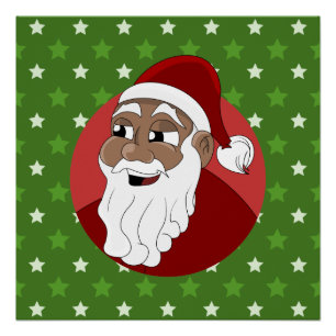 Cartoon van de zwarte kerstman perfect poster