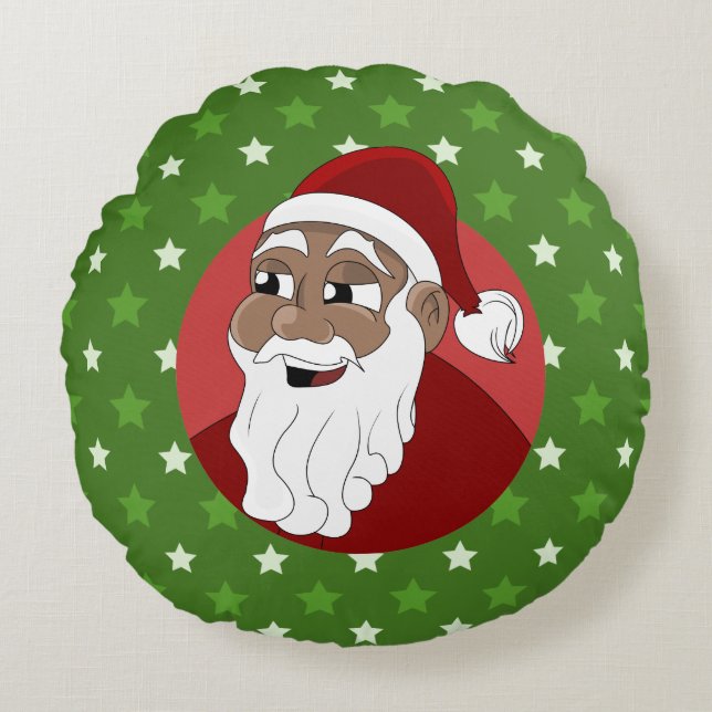 Cartoon van de zwarte kerstman rond kussen (Voorkant)