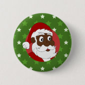 Cartoon van de zwarte kerstman ronde button 5,7 cm (Voorkant)
