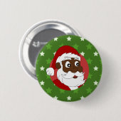Cartoon van de zwarte kerstman ronde button 5,7 cm (Voorkant /achterkant)