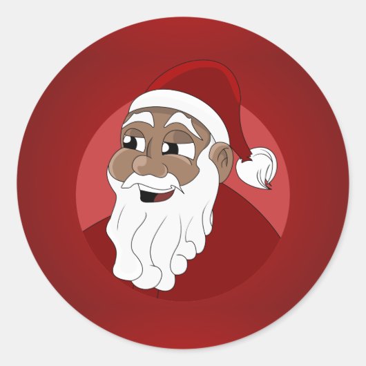 Cartoon van de zwarte kerstman ronde sticker (Voorkant)