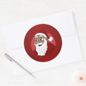 Cartoon van de zwarte kerstman ronde sticker (Envelop)