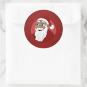 Cartoon van de zwarte kerstman ronde sticker (Tas)