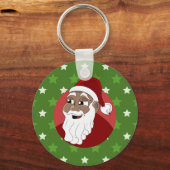 Cartoon van de zwarte kerstman sleutelhanger (Voorkant)