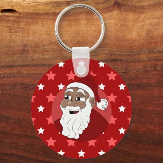 Cartoon van de zwarte kerstman sleutelhanger (Voorkant)