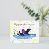 Cartoon van de Zwemmetrieke labrador Briefkaart (Staand voorkant)