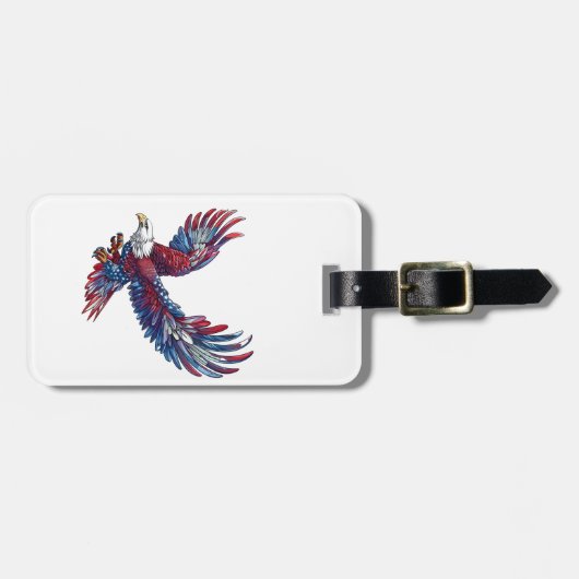 Cartoon van een adelaar, 4 juli concept bagagelabel (Voorkant horizontaal)